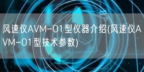 風速儀AVM-01型儀器介紹(風速儀AVM-01型技術參數)(圖1)